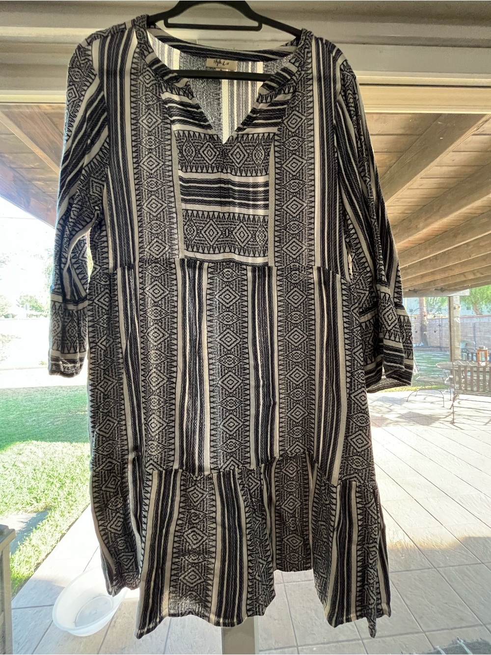 Style & Co. Blue and White Patterned Midi Dress
